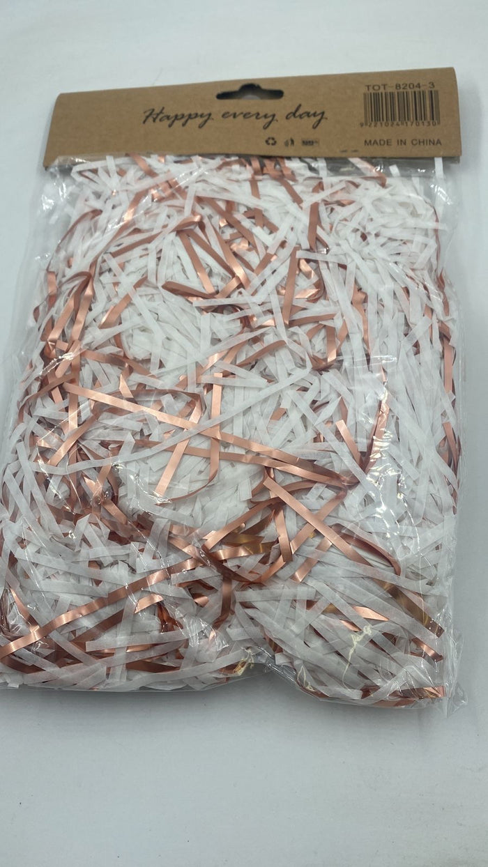 Shredded Paper Rose Gold and White