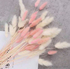 Cake Topper Bunny Tails White and Pink 60 Stems