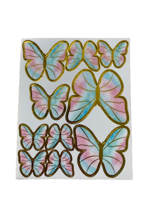 Cardboard Butterflies Cake Topper Blue Pink