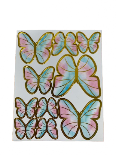 Cardboard Butterflies Cake Topper Blue Pink