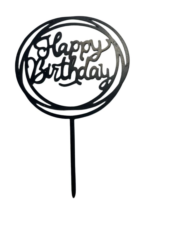Nr464 Birthday Acrylic Cake Topper Black
