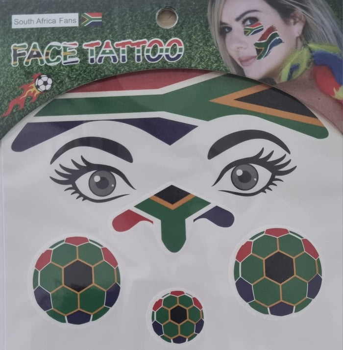 SA Flag Temporary Tattoo Soccer Ball