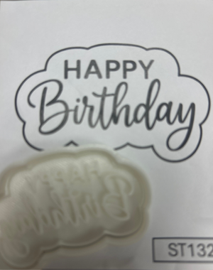ST132 Happy Birthday Cupcake Stamp 6x3.5cm