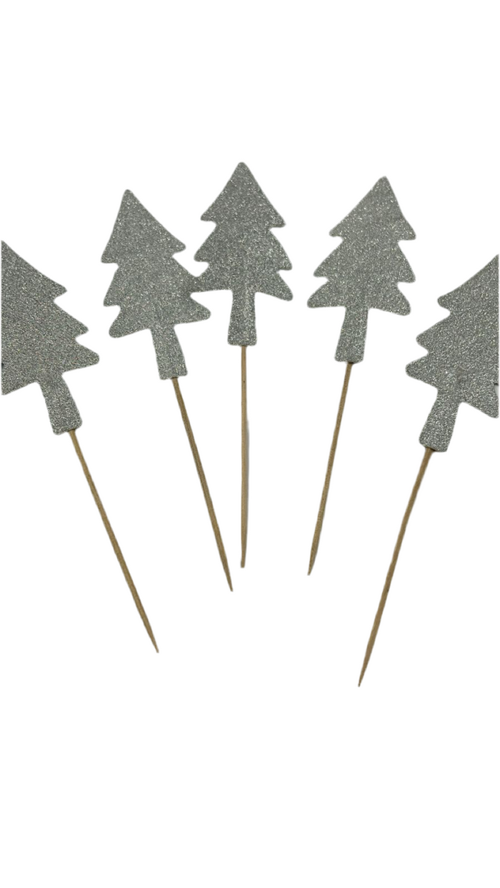 12pc Cardboard Christmas Tree Cupcake Topper