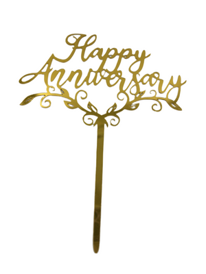 Nr231 Acrylic Cake Topper Happy Anniversary Gold