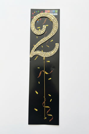 Nr2 Diamante Cake Topper Number Gold