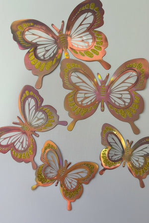 Pink Cake Topper Butterfly 12pc