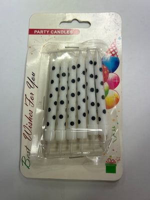Happy Birthday Candle White Black  Dots