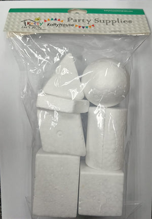7pc Polystyrene Faux White Structure Shapes