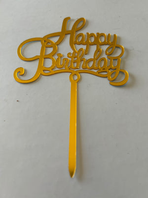 Nr422 Acrylic Cake Topper Gold Happy Birthday