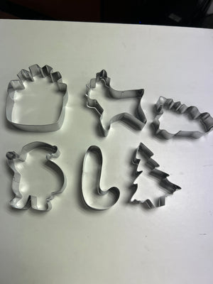 6pc Metal Cookie Cutter Christmas in a Tin