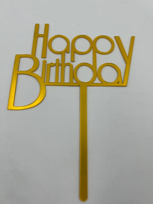 Nr418 Acrylic Cake Topper Happy Birthday Gold