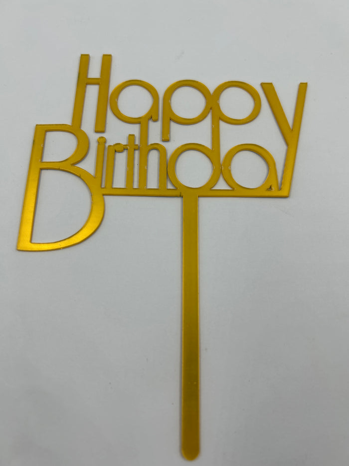 Nr418 Acrylic Cake Topper Happy Birthday Gold