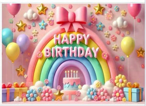 Rainbow Birthday Cloth Party Backdrop 70x100cm