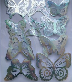 Plastic Cake Topper Silver Butterfly