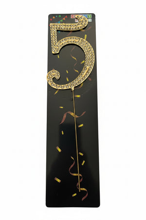 Nr5 Diamante Cake Topper Number Gold
