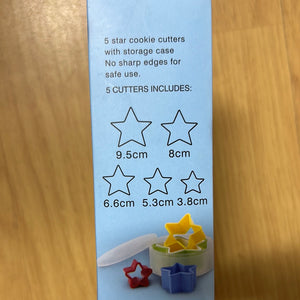 Vocen Plastic Cookie Cutters In a Container Star 5pcs