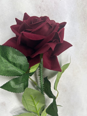 Artificial Flower Single Rose Wine Red