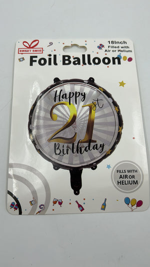 18" Helium Number Happy  Birthday Balloon