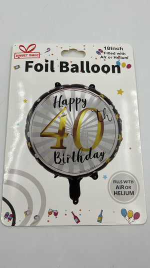 18" Helium Number Happy  Birthday Balloon