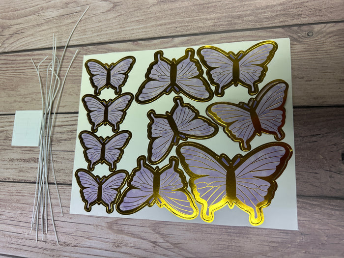 Cardboard Butterflies Cake Topper Purple