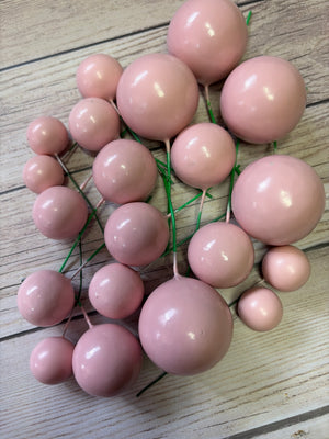 20pc Cake Topper Polystyrene Faux Balls Baby Pink