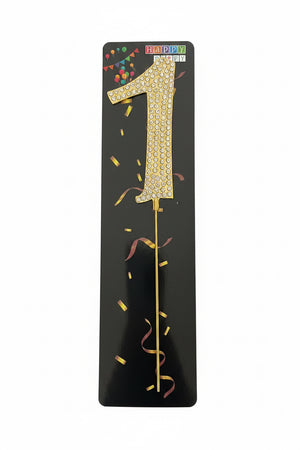 Nr1 Diamante Cake Topper Number Gold