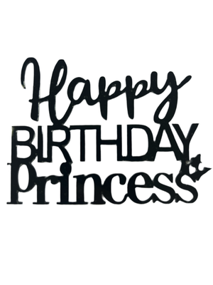 Nr425 Acrylic Cake Topper Side  Happy Birthday Princess Black