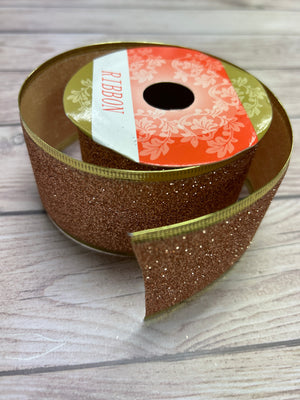 Glitter Wired Ribbon Rose Gold