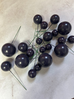 Cake Topper Polystyrene Faux Balls Dark Purple 20pcs