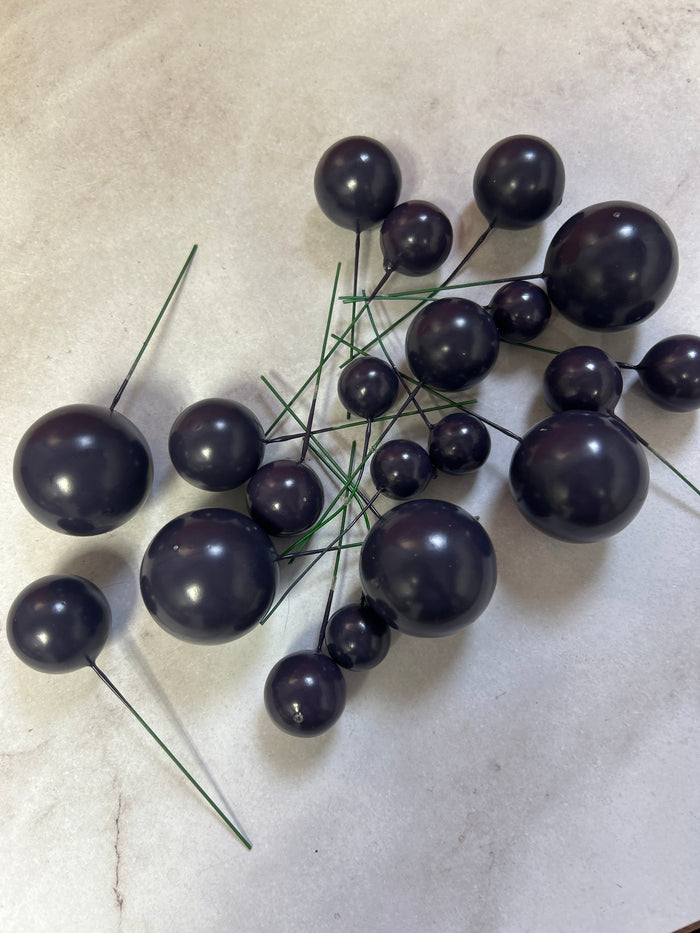Cake Topper Polystyrene Faux Balls Dark Purple 20pcs