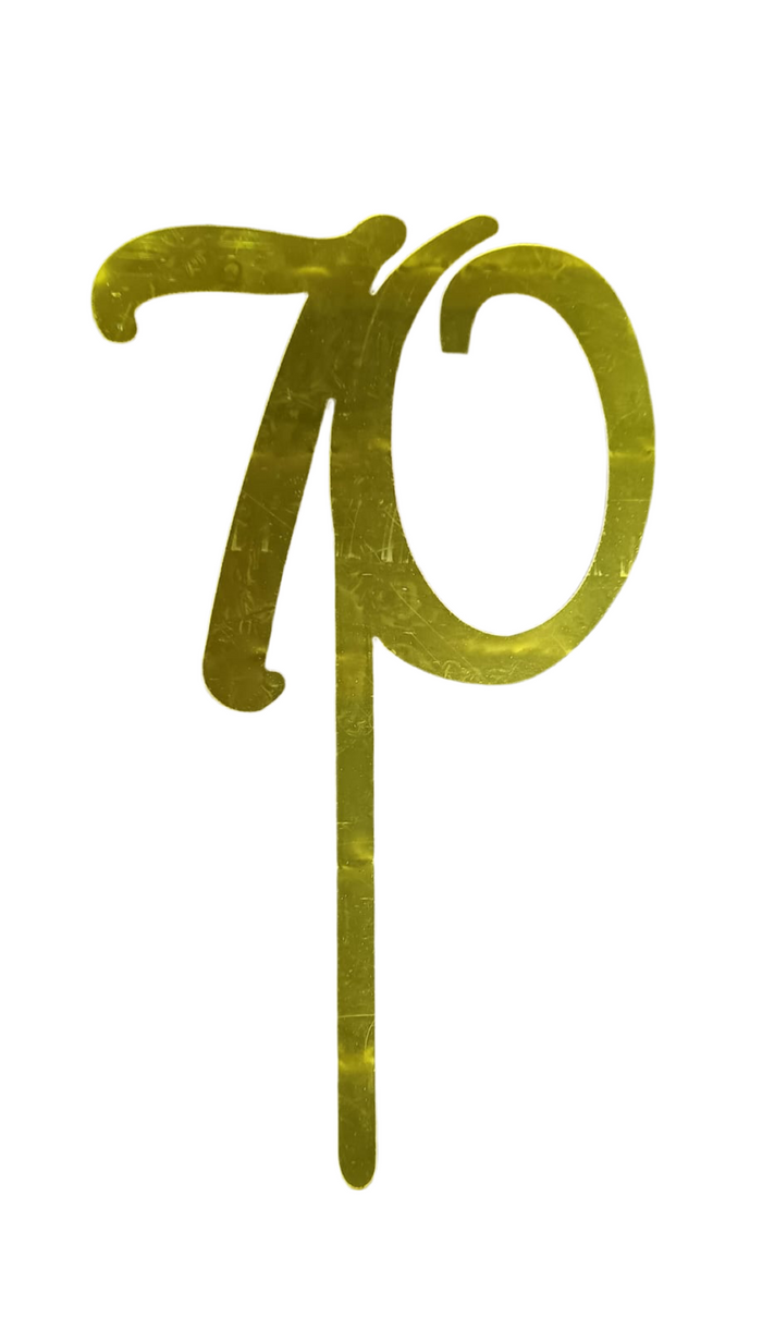 Nr195 Acrylic Cake Topper Happy Birthday 70 Gold