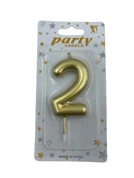 Nr2 Gold Number Birthday Candle