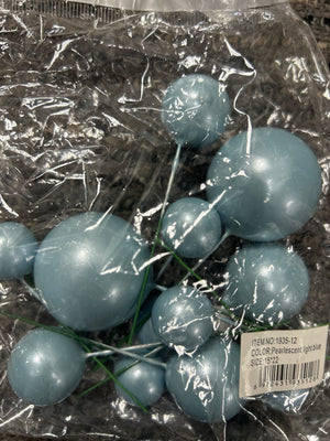 Cake Topper Polystyrene Faux Balls PEARL Blue 12pcs