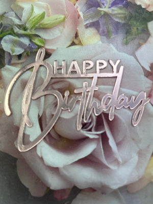 Nr429 Acrylic Cake Topper Side  Happy Birthday Pink