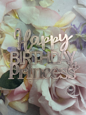 Nr430 Acrylic Cake Topper Side  Happy Birthday Princess Pink