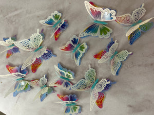 12pc Cake Topper Plastic 3D Butterflies with Magnet