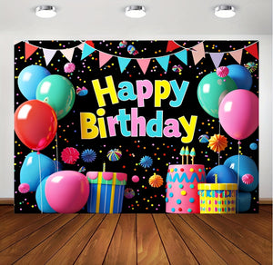 Cloth Party Backdrop 1mx1.5m Birthday Balloons