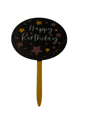 Nr171 Acrylic Cake Topper Happy Birthday Black & Gold