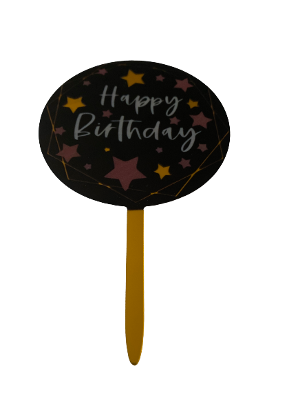 Nr171 Acrylic Cake Topper Happy Birthday Black & Gold