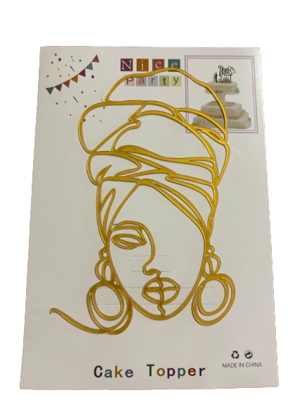 PP Zulu Xhosa Traditional Line Art Abstract Acrylic Cake Topper