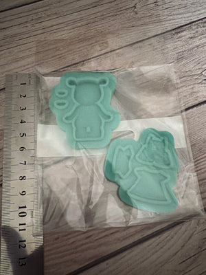 Pre loved silicone mould Teddy with clothes (New)