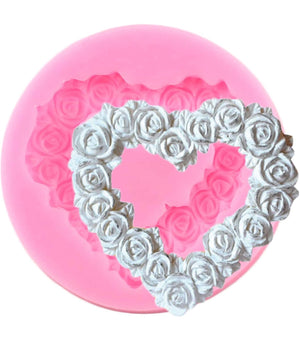 Silicone Mould Rose Flower Heart Frame