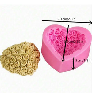 Silicone Mould Rose Heart Soap