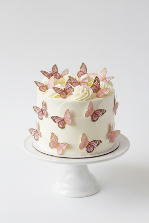±12pc  Pink Cardboard Cake Topper Butterfly