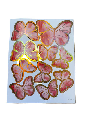 Peach Pink Cardboard Butterflies Cake Topper
