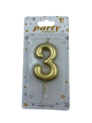 Nr3 Gold Number Birthday Candle