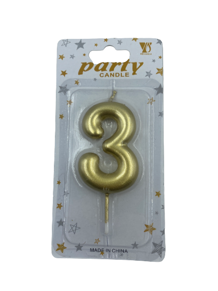 Nr3 Gold Number Birthday Candle