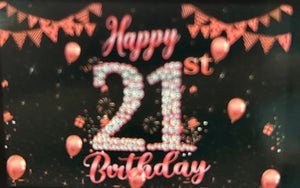 Cloth Party Backdrop 1mx1.5m Happy Birthday Pink 21st