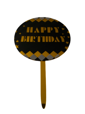 Nr173 Acrylic Cake Topper Happy Birthday Black & Gold